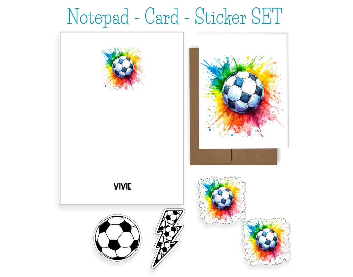 Soccer Notepad, Card and Stickers