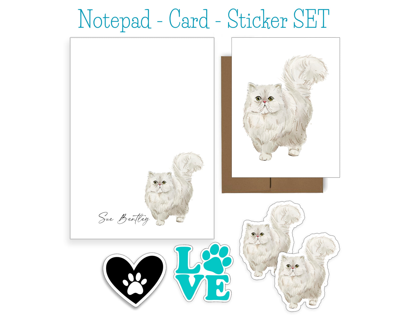 Persian Cat Notepad and Stickers