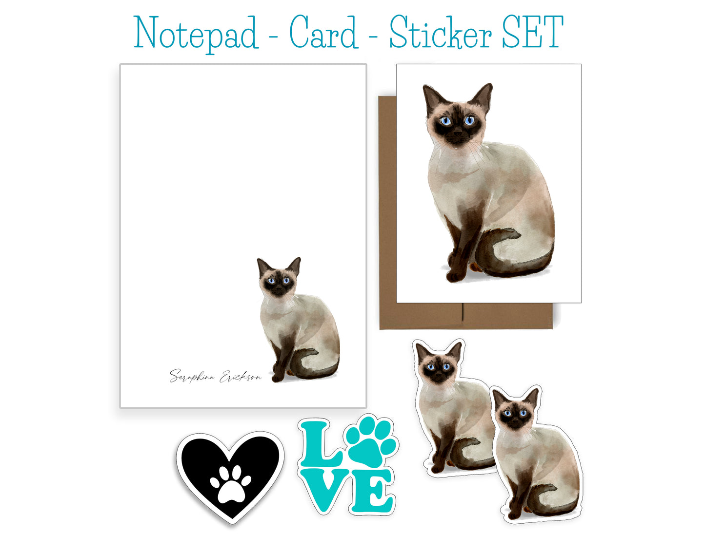 Siamese Cat Notepad and Stickers