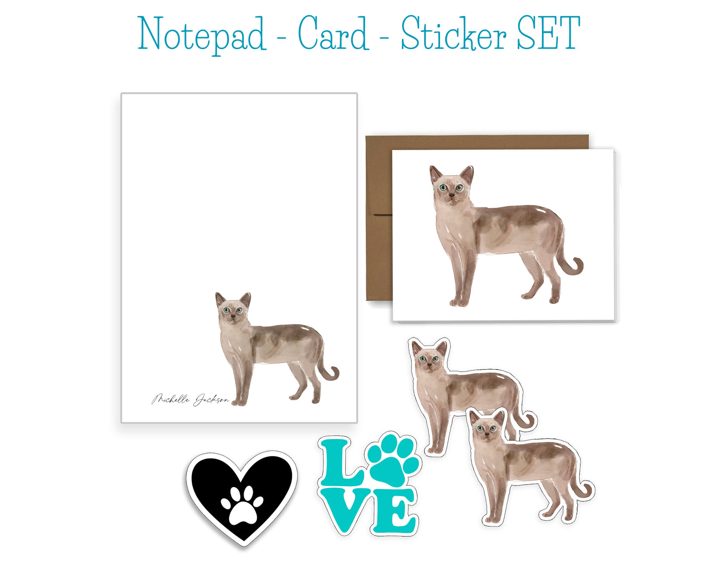 Short Hair Cat Notepad and Stickers
