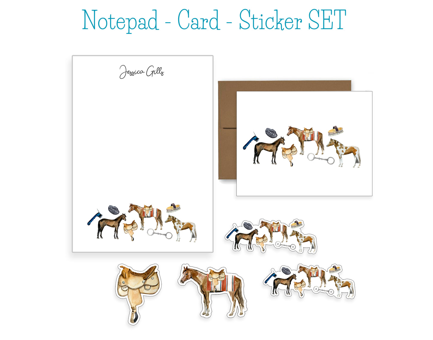 Western Horse Notepad, Card and Stickers