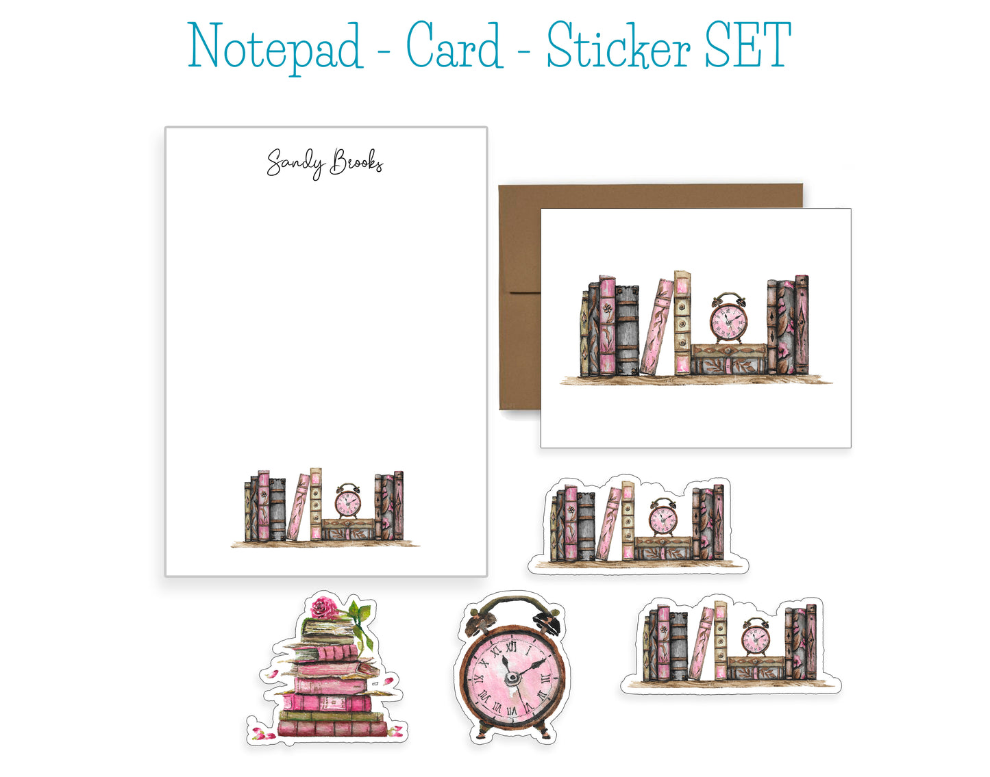 Book Notepad, Card and Stickers