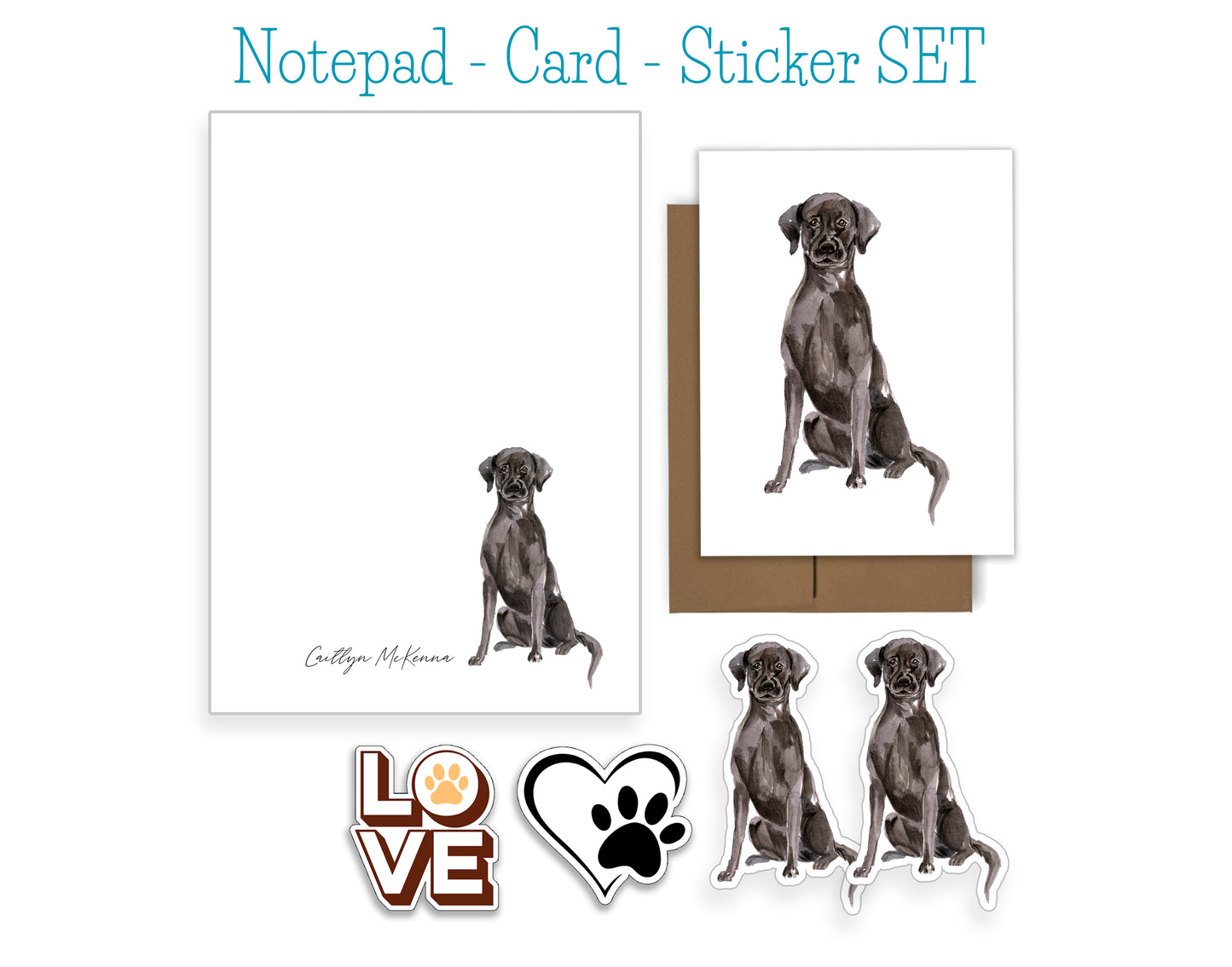 Black Labrador Dog Notepad, Card and Stickers