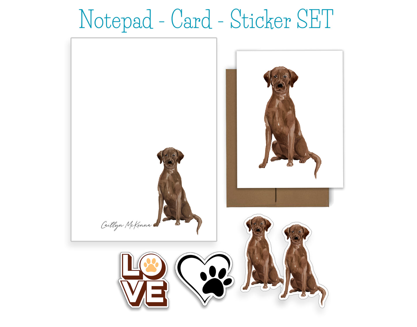 Chocolate Labrador Dog Notepad, Card and Stickers