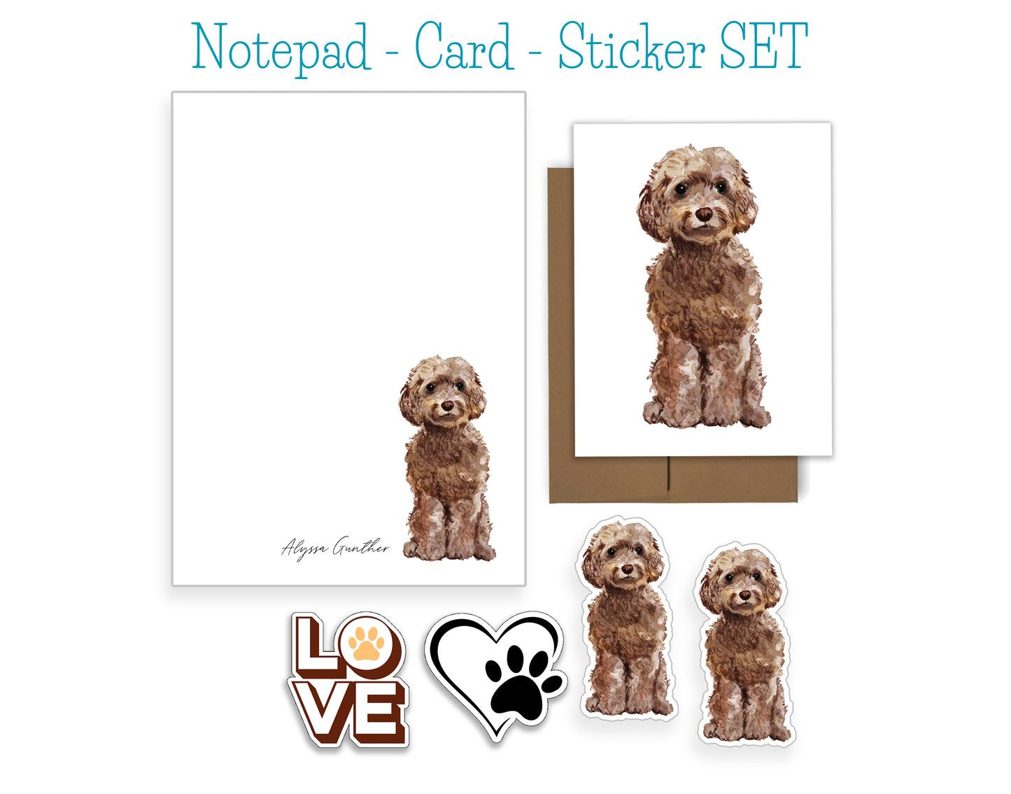 Cockapoo Dog Notepad, Card and Stickers