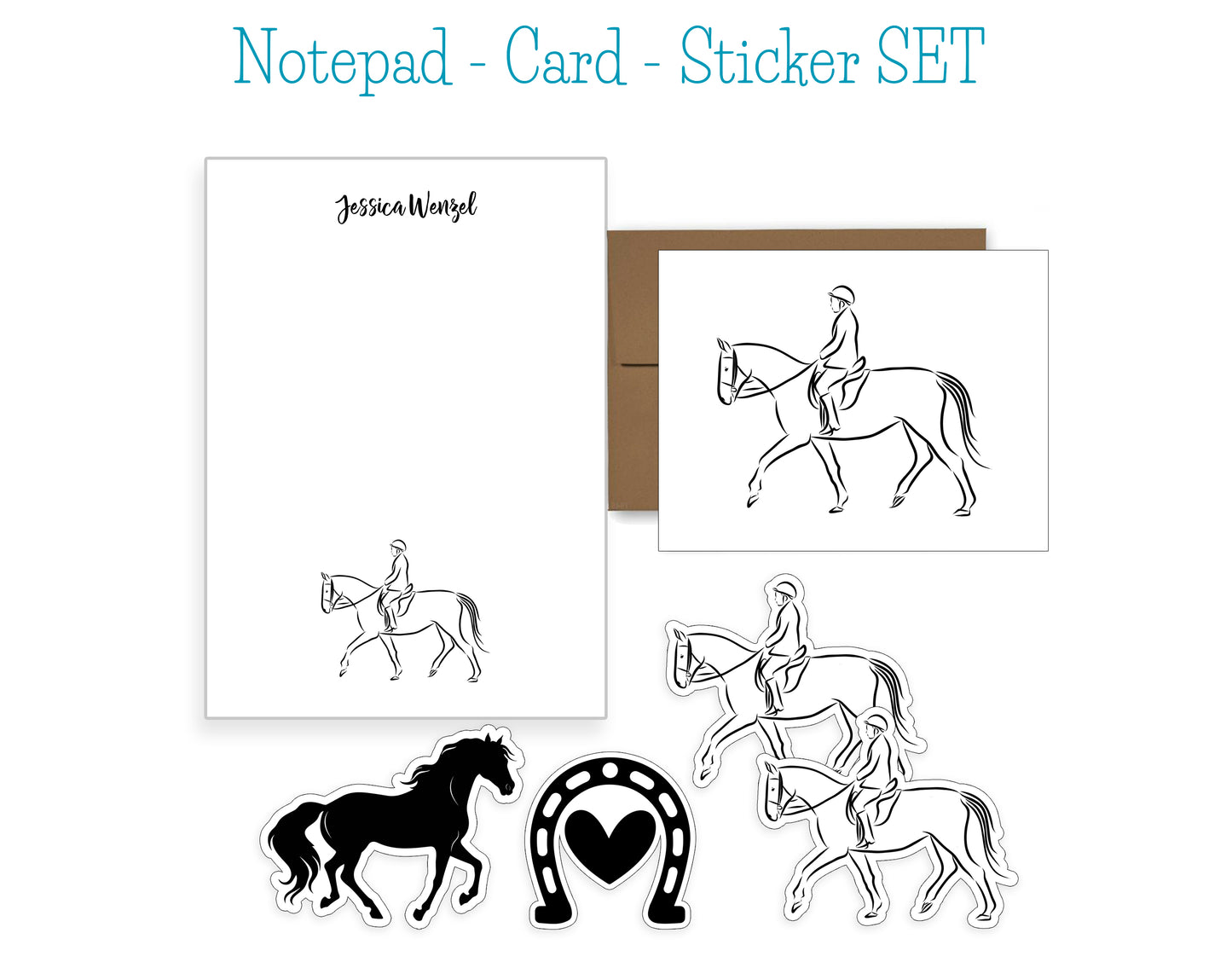 Horse and Rider Sketch Notepad and Stickers
