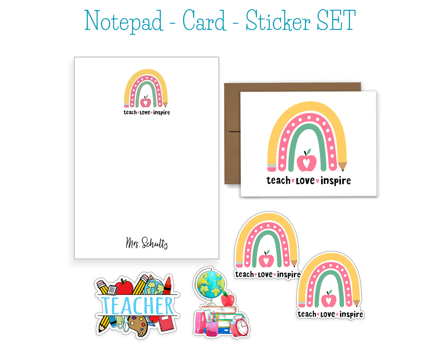 Teacher Notepad, Card and Stickers