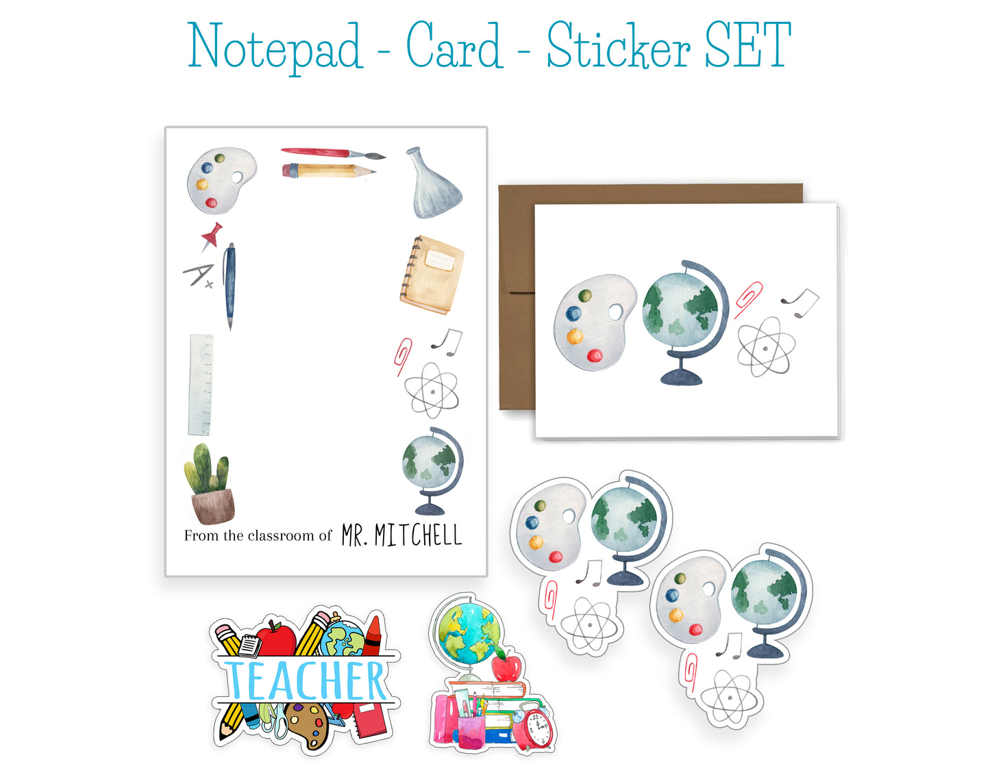 Teacher Notepad, Card and Stickers
