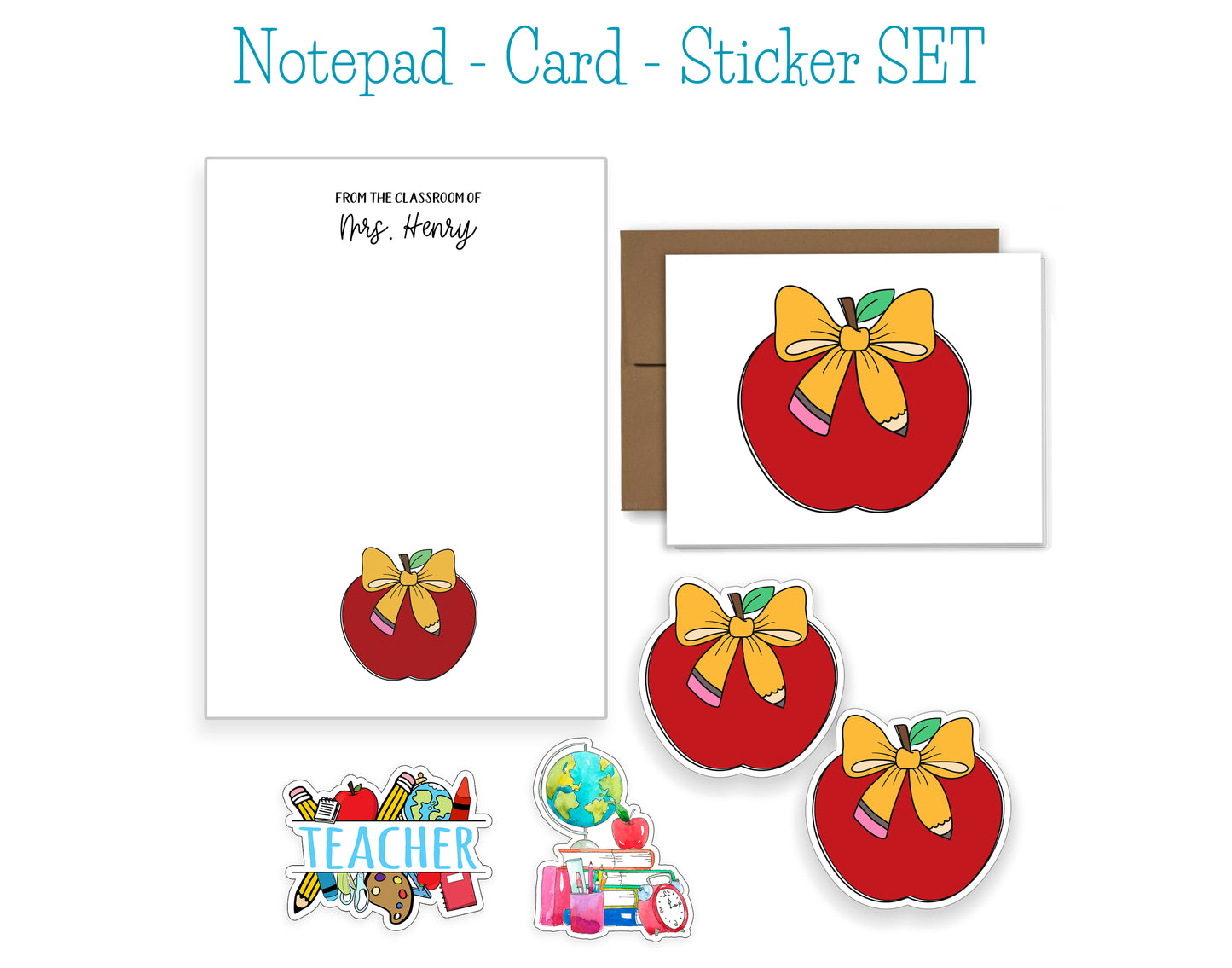 Teacher Notepad, Card and Stickers