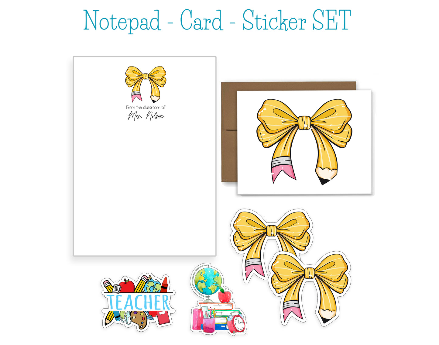 Teacher Notepad, Card and Stickers