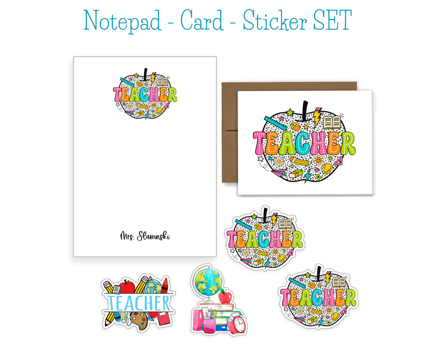Teacher Notepad, Card and Stickers