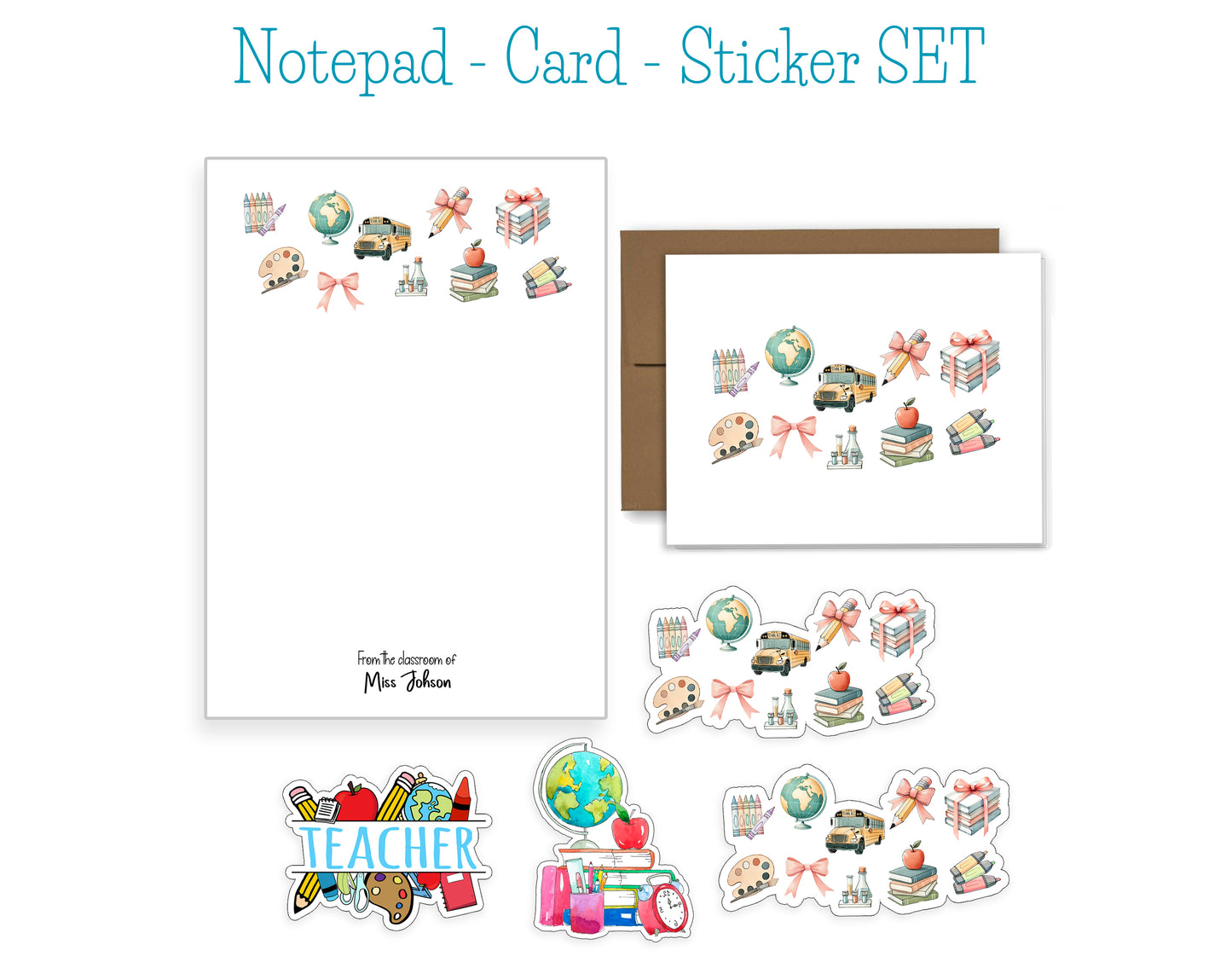 Teacher Notepad, Card and Stickers