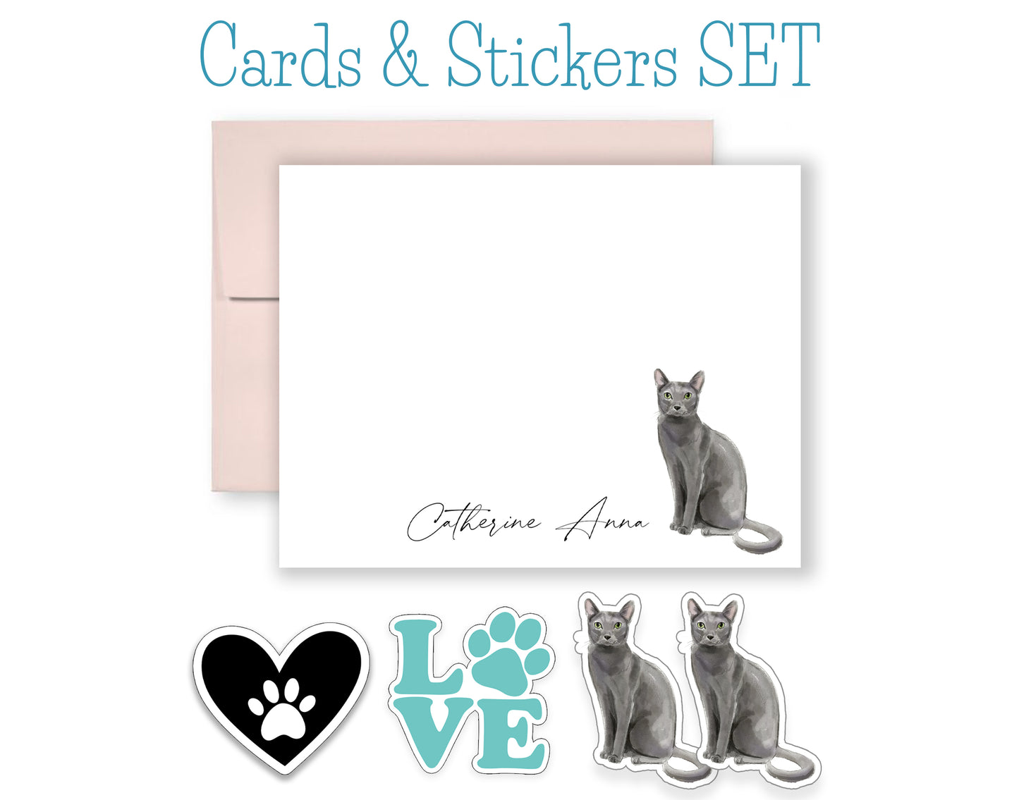 Grey Cat Folded Note Cards