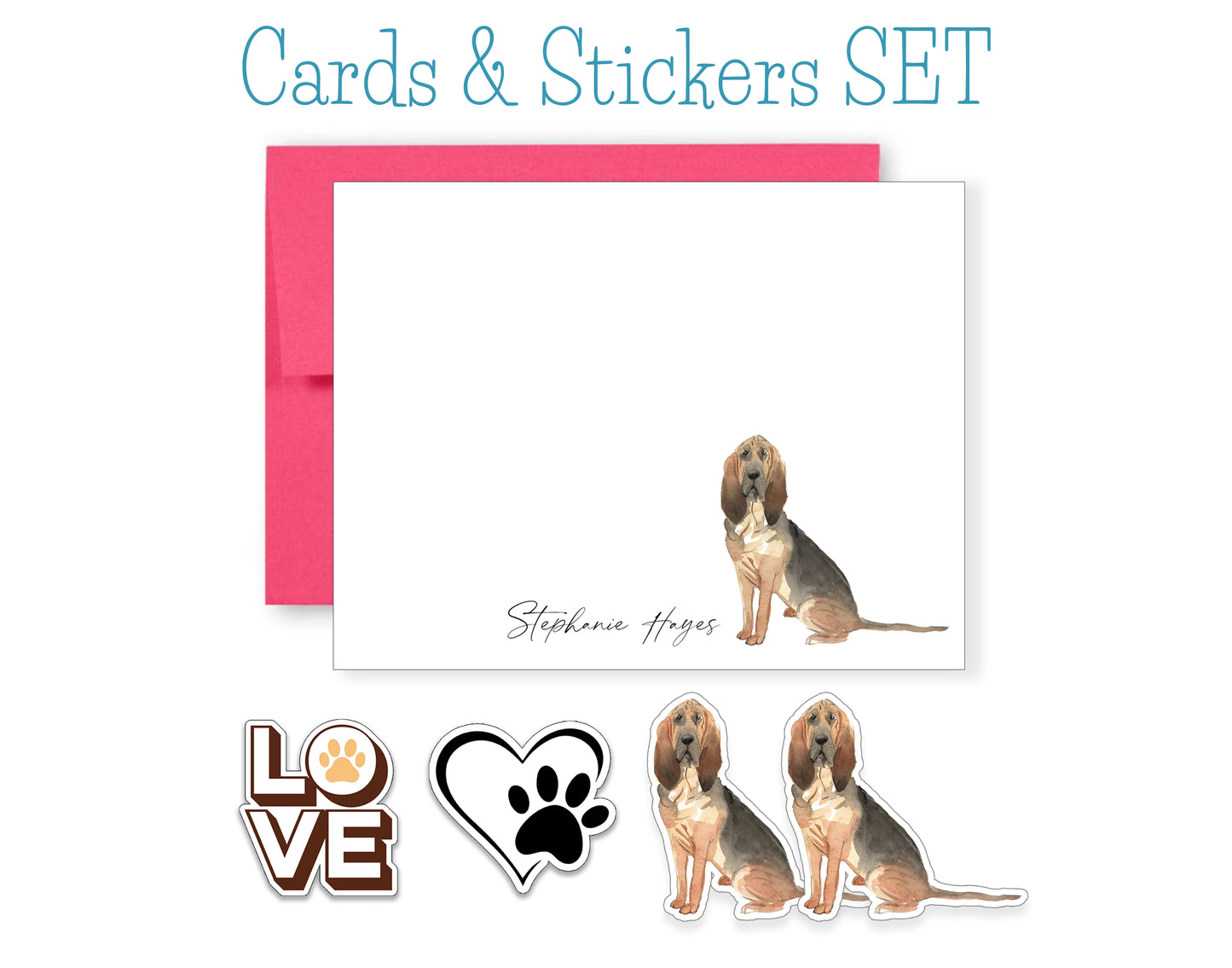 Bloodhound Folded Note Cards and Stickers