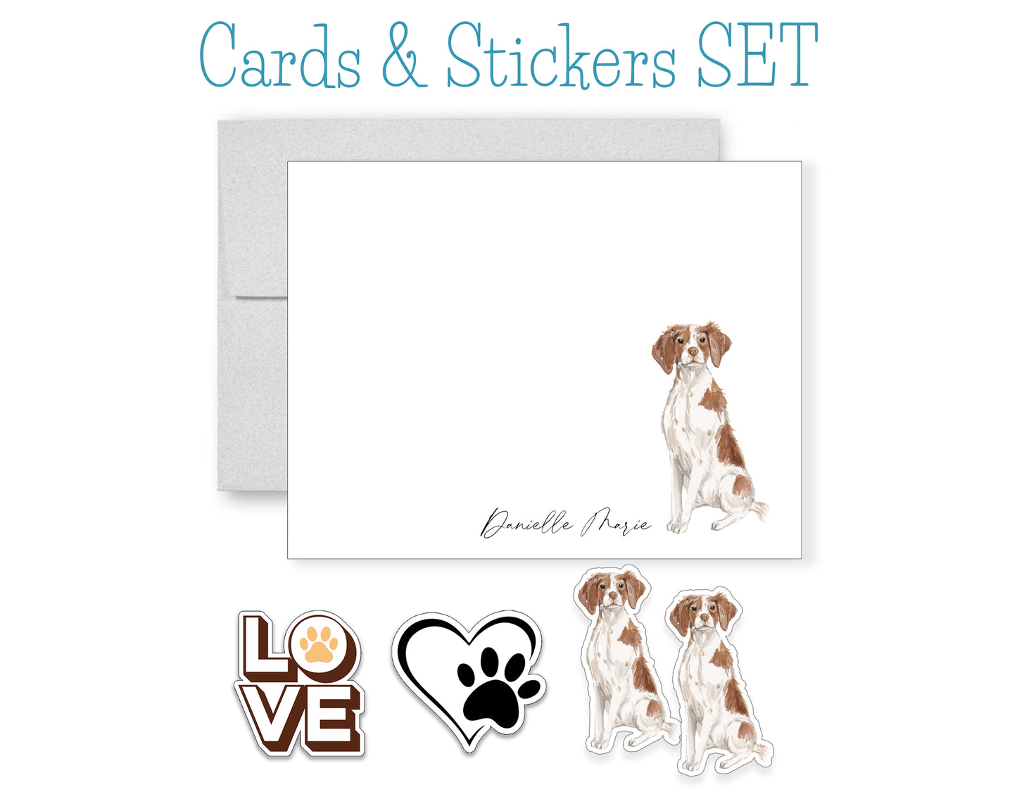 Brittany Folded Note Cards and Stickers