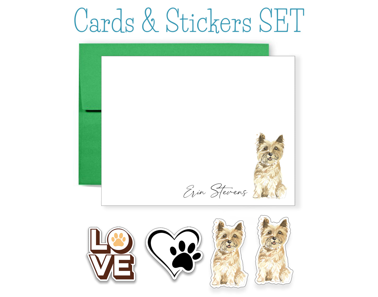 Cairn Terrier Folded Note Cards and Stickers
