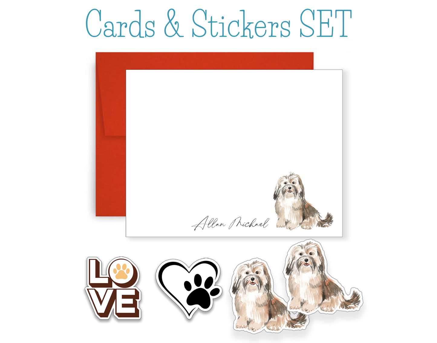 Havanese Folded Note Cards and Stickers