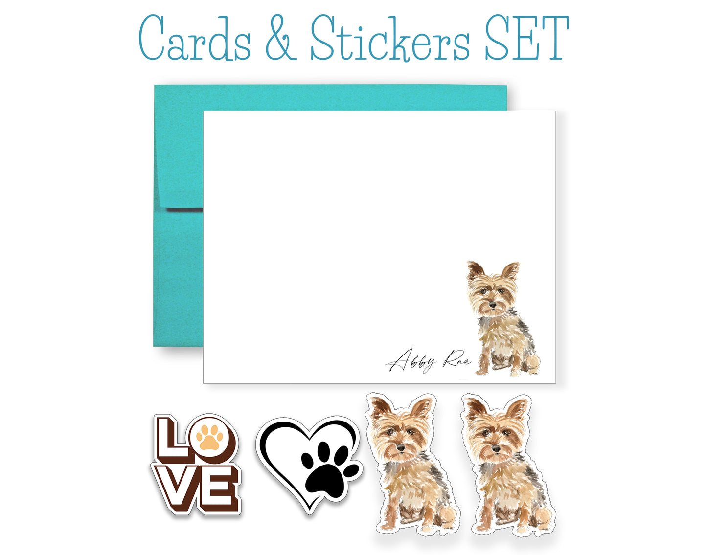 Yorkshire Terrier Folded Note Cards and Stickers