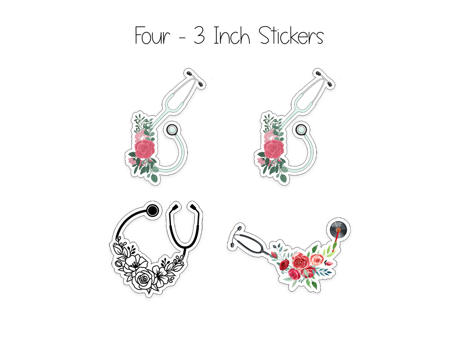 Stethoscope and Flower Notepad, Card and Stickers