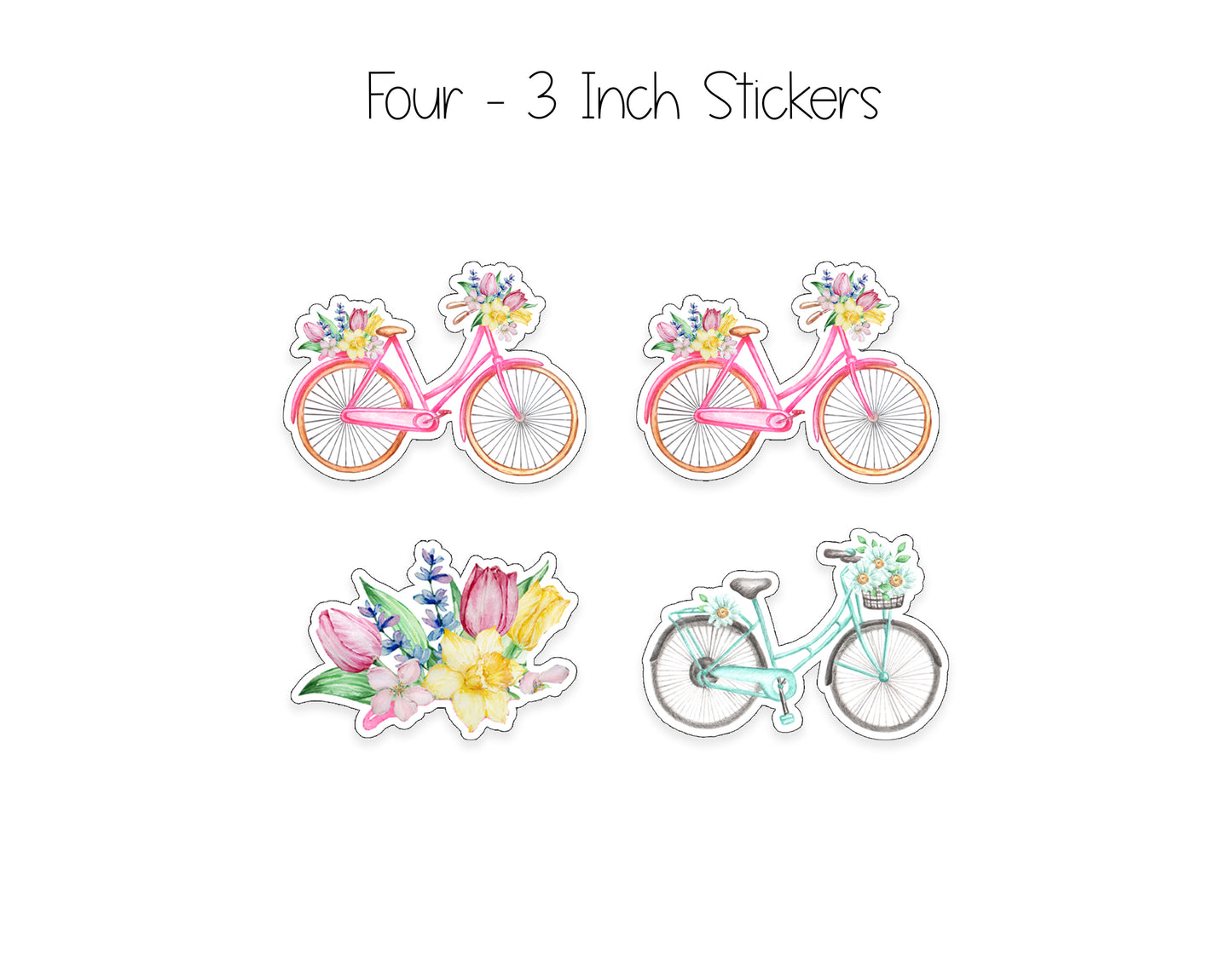 Bike and Flowers Notepad, Card and Stickers