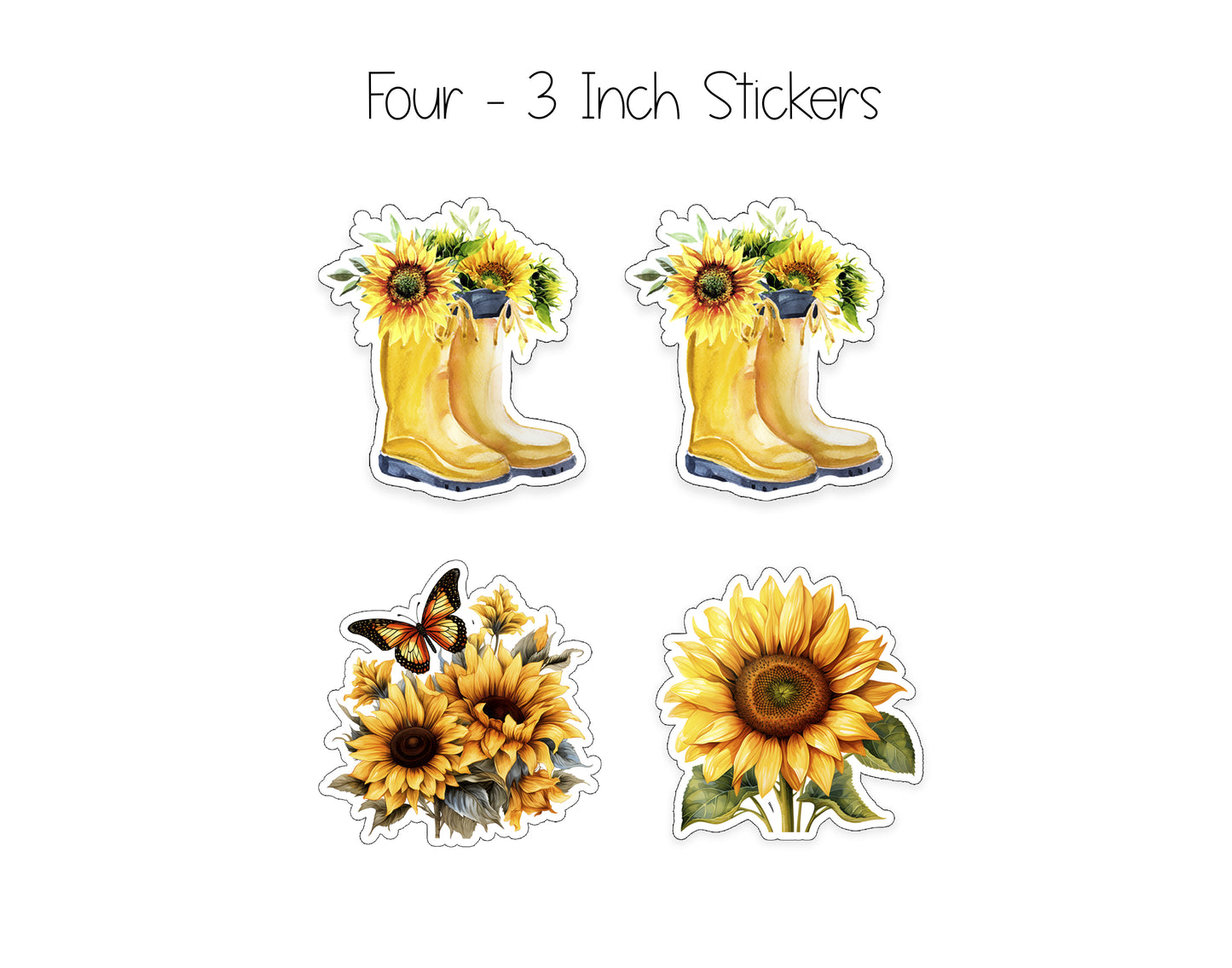 Yellow Rainboots and Sunflower Notepad, Card and Stickers