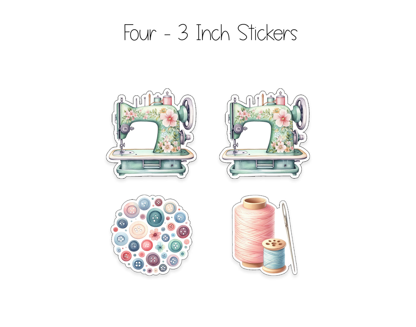 Sewing Machine with Flowers Notepad, Card and Stickers