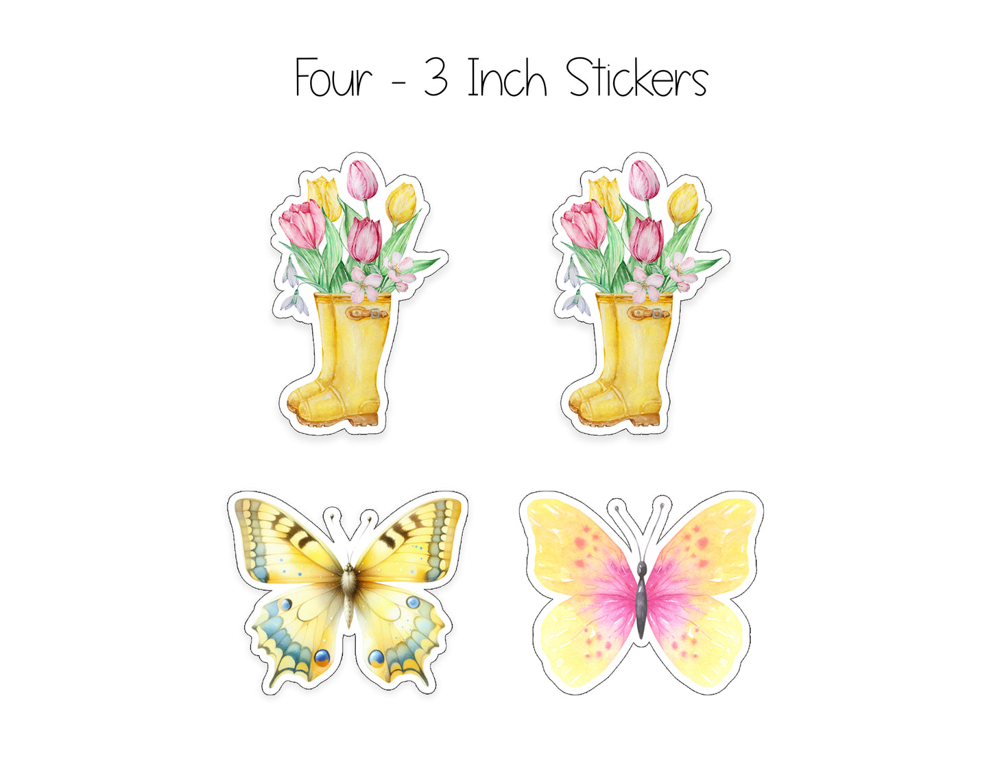 Rainboots and Flower Notepad, Card and Stickers