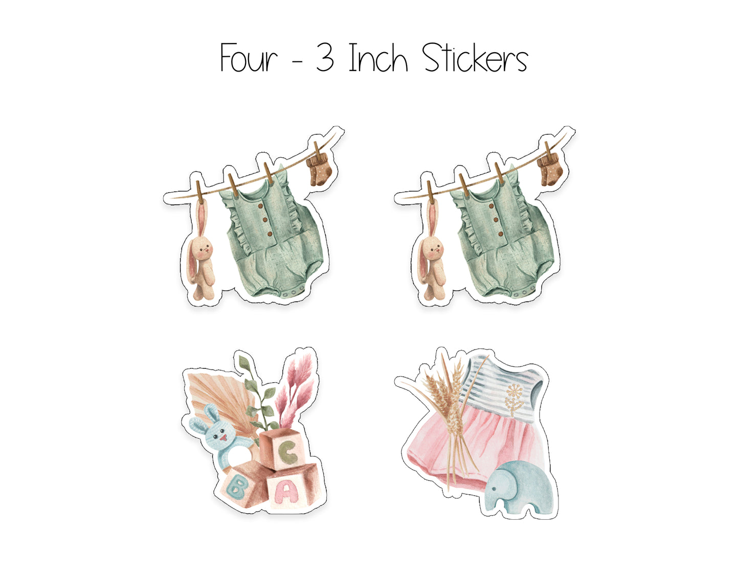 Baby Bunny and Romper Notepad, Card and Stickers