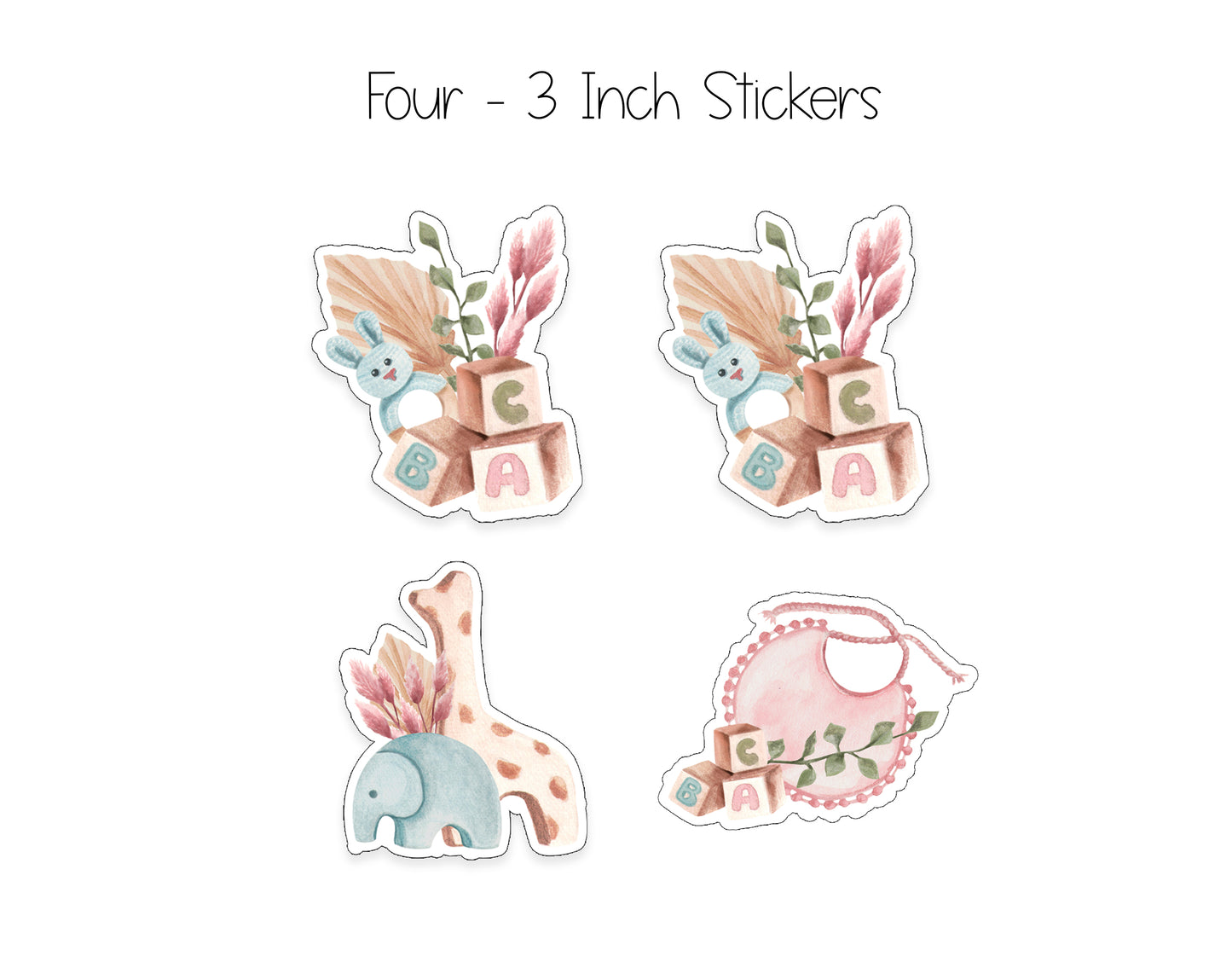 Baby ABC Blocks and Bunny Toy Notepad, Card and Stickers