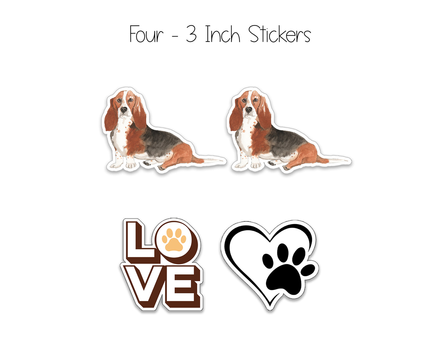 Basset Hound Folded Note Cards and Stickers