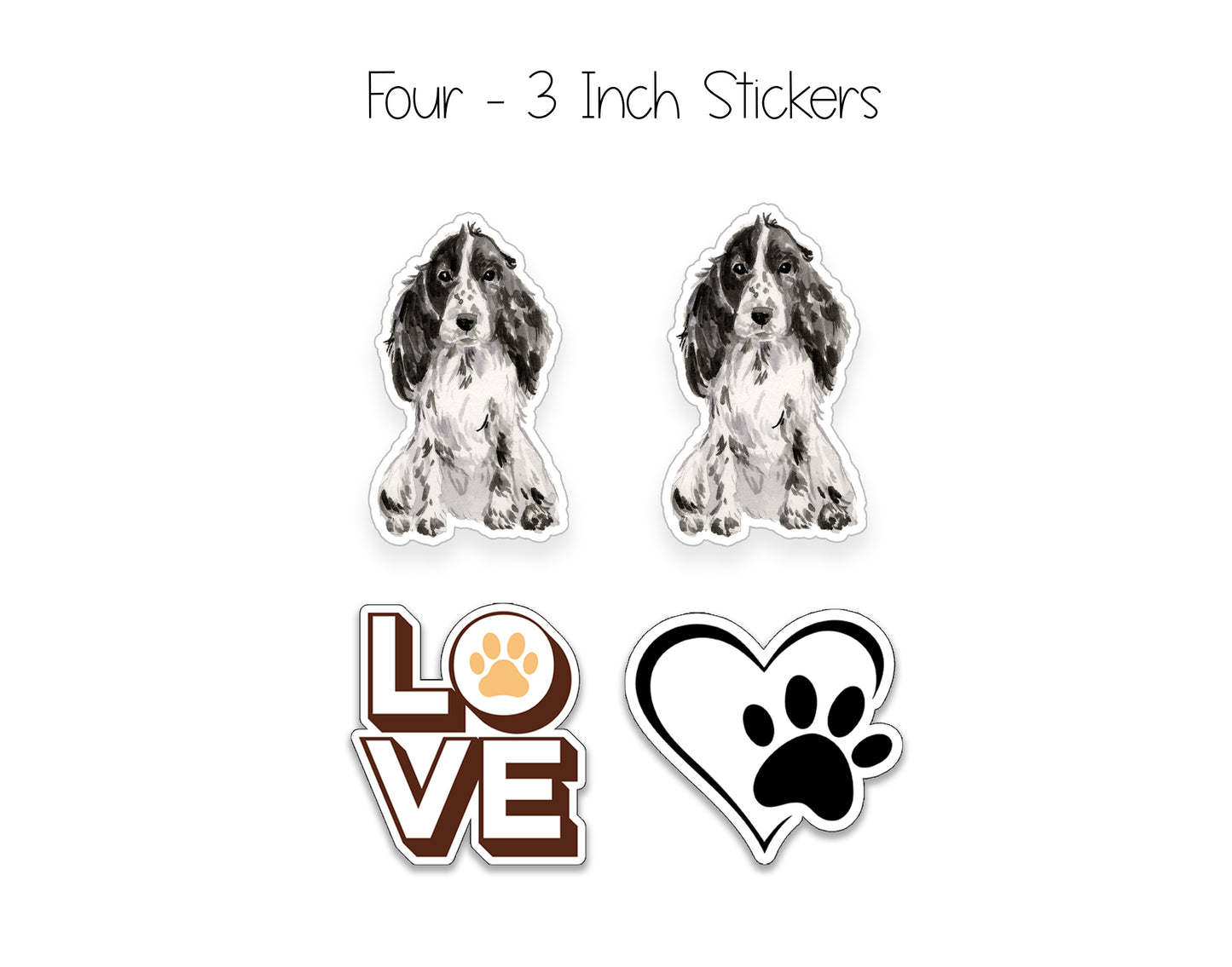 Black and White Cocker Spaniel Folded Note Cards and Stickers