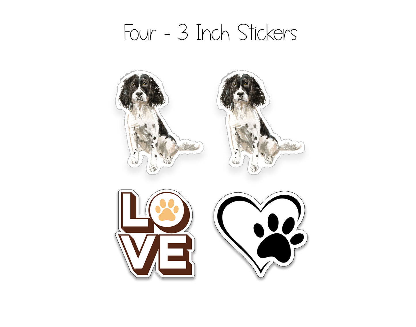 Black and White English Springer Spaniel Dog Notepad, Card and Stickers