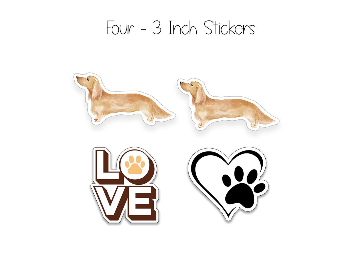 Cream Long Hair Dachshund Folded Note Cards and Stickers