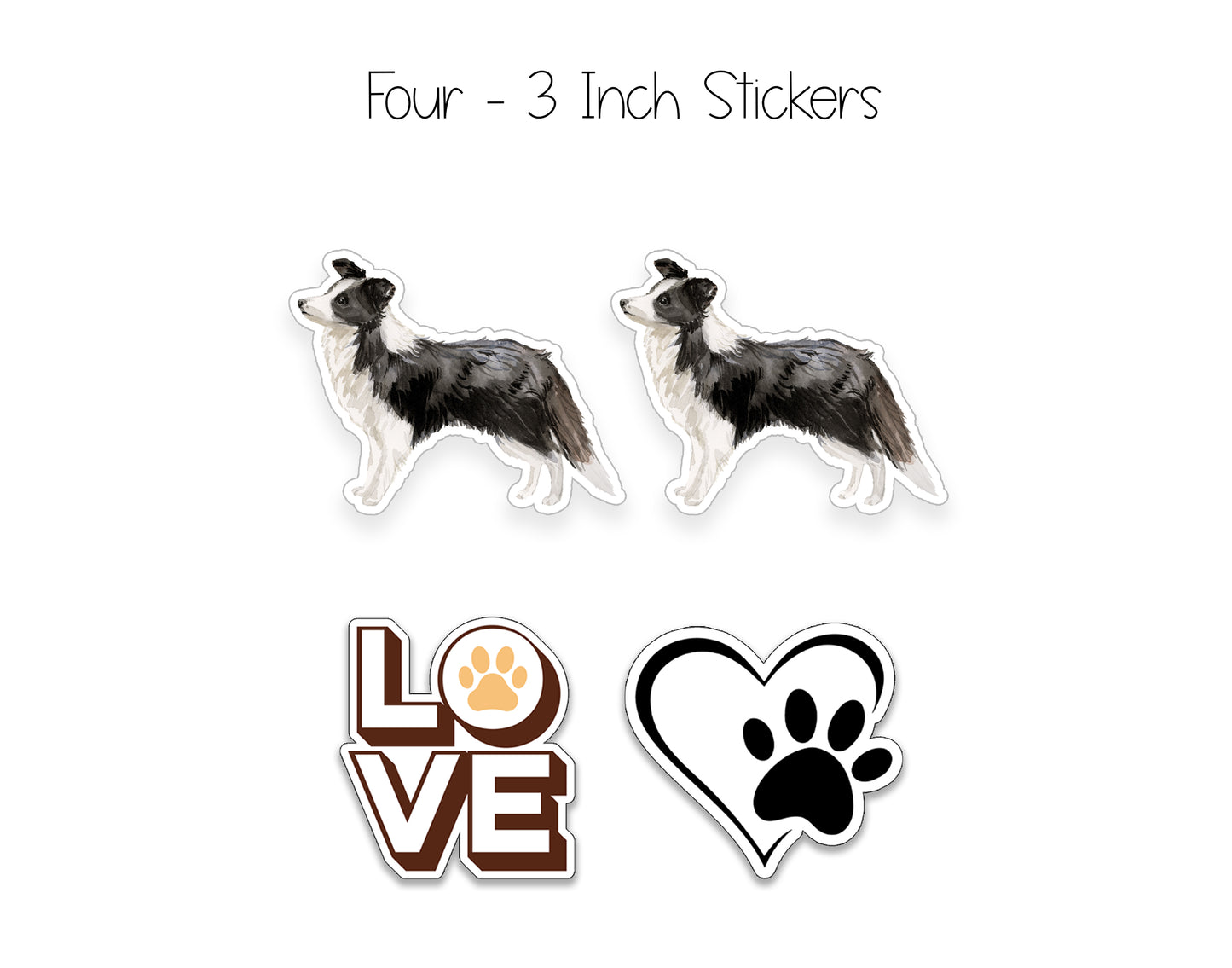 Border Collie Folded Note Cards and Stickers