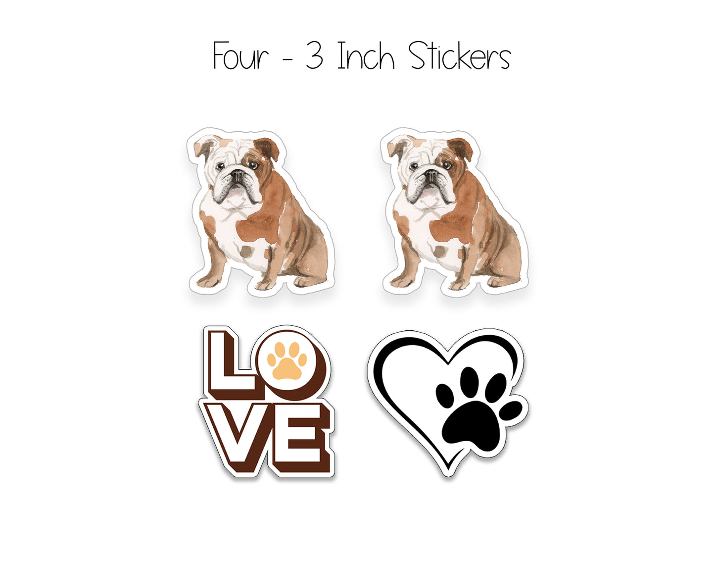 English Bulldog Folded Note Cards and Stickers