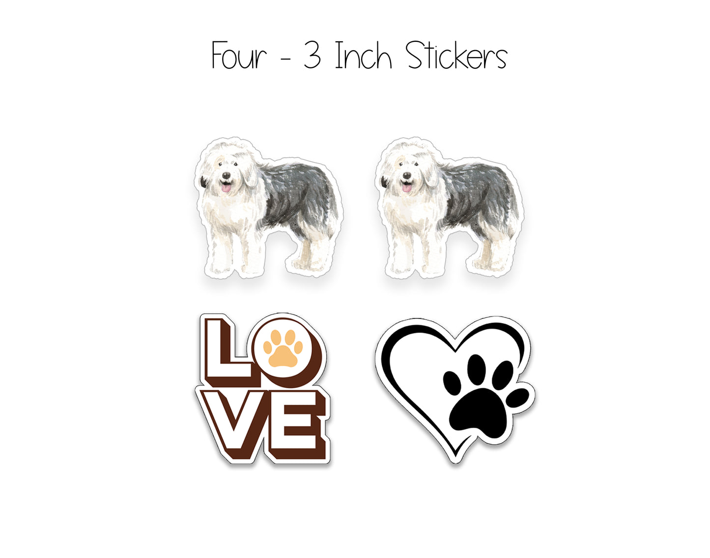 Old English Sheepdog Folded Note Cards and Stickers