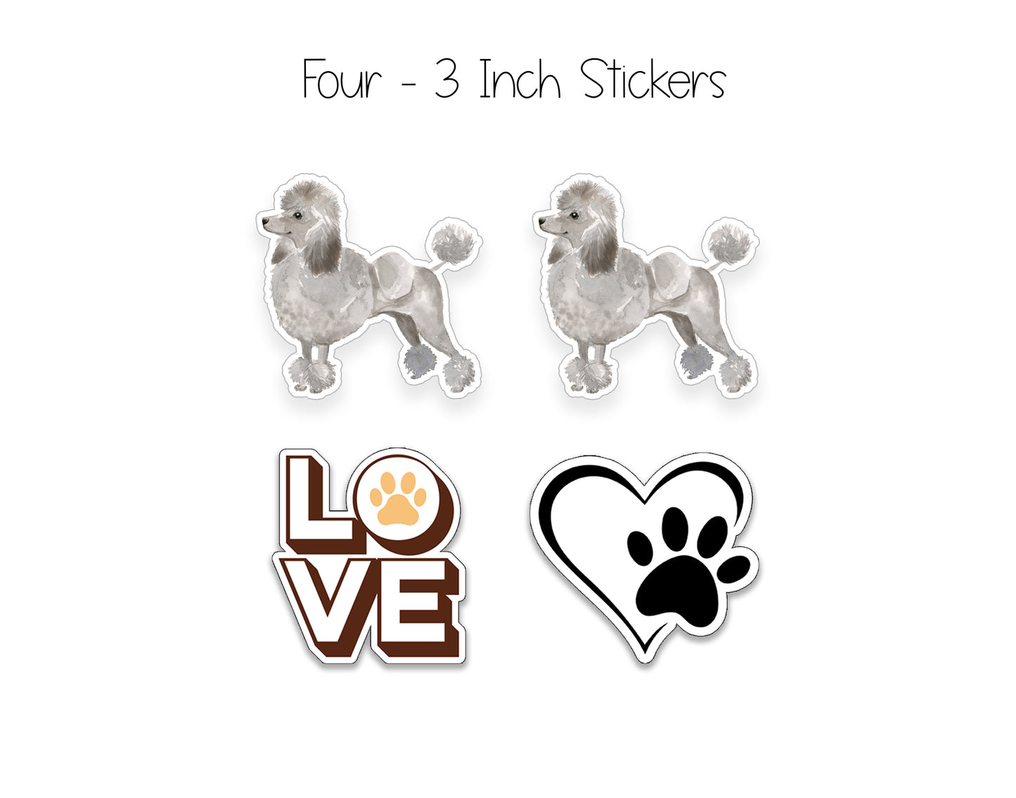 Grey Poodle Folded Note Cards and Stickers