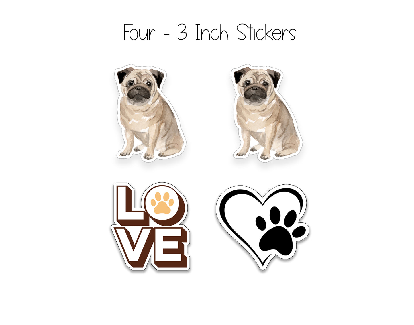 Pug Dog Notepad, Card and Stickers