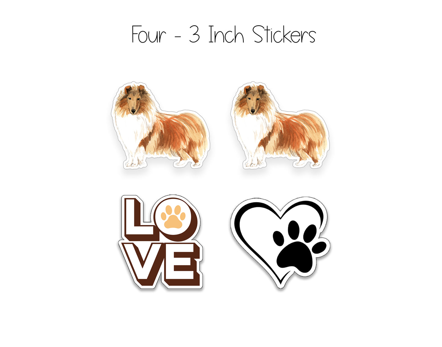 Rough Collie Folded Note Cards and Stickers
