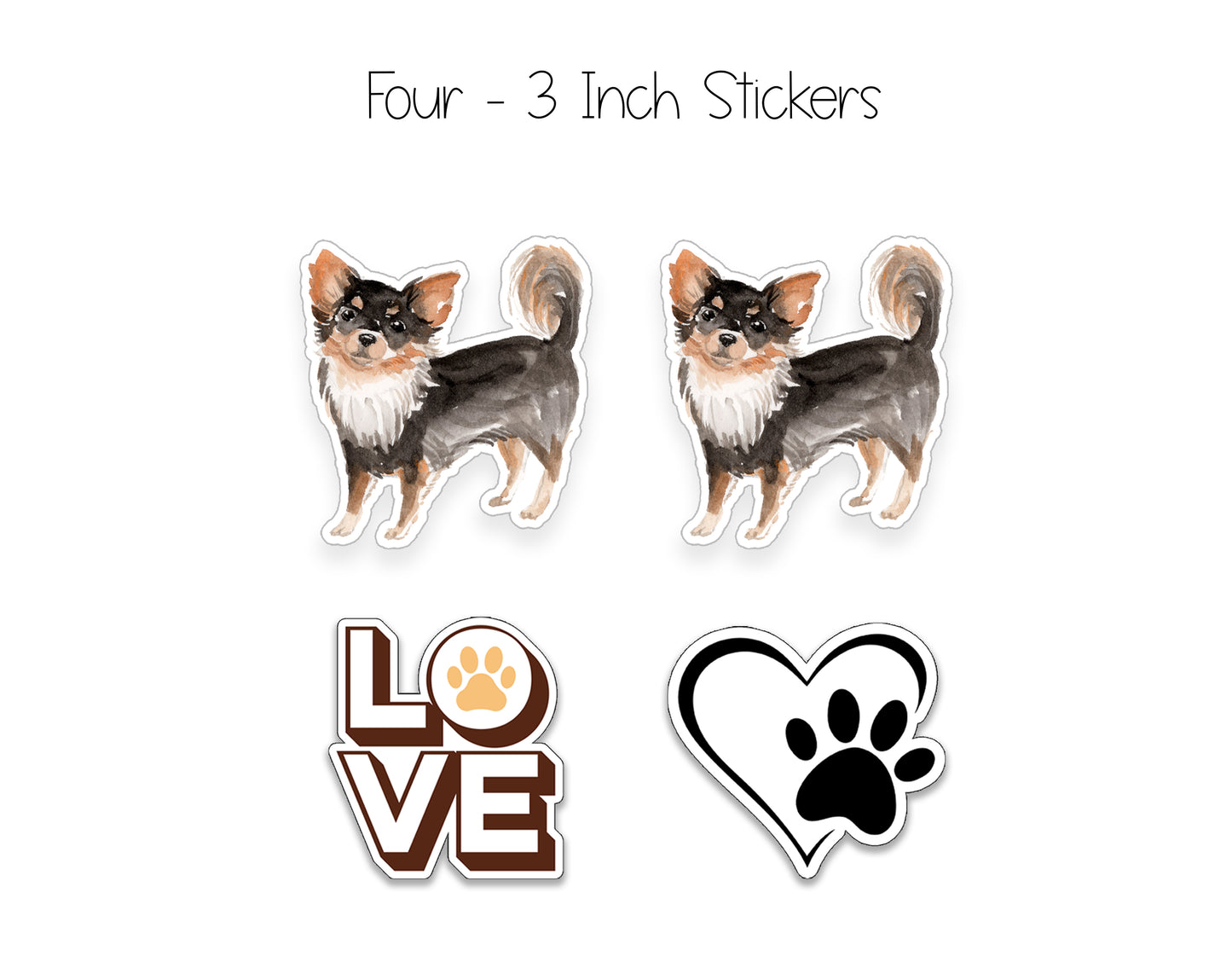 Black and Tan with White Chihuahua Folded Note Cards and Stickers