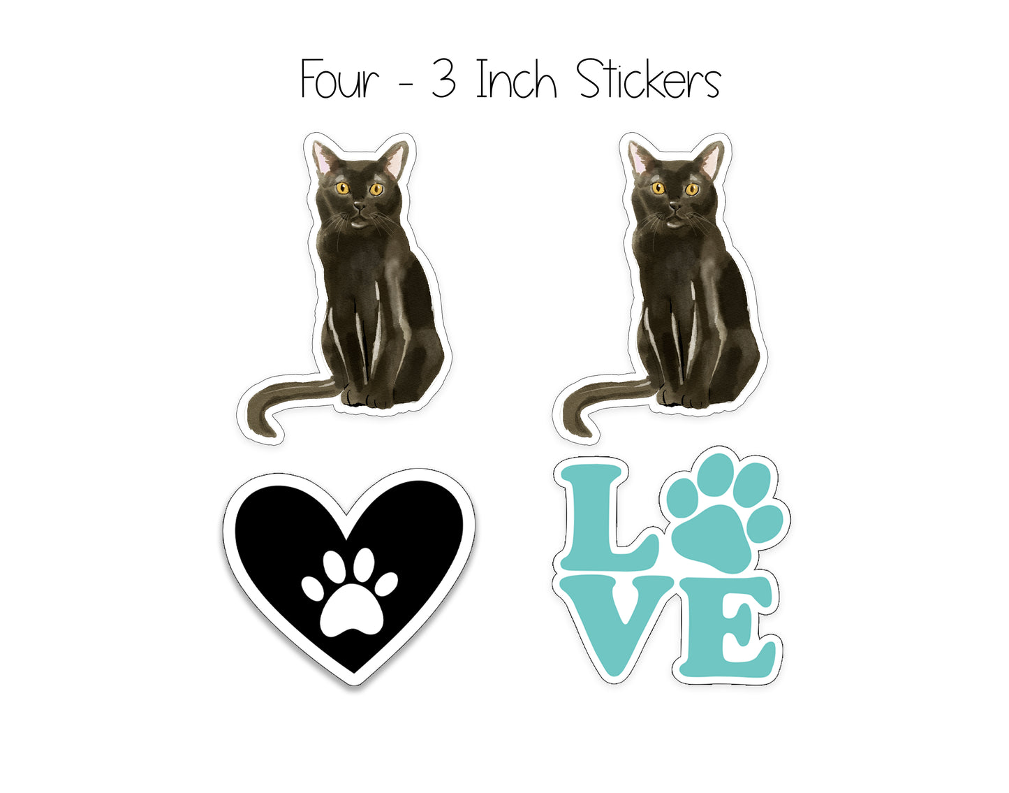 Black Watercolor Cat Notepad and Stickers