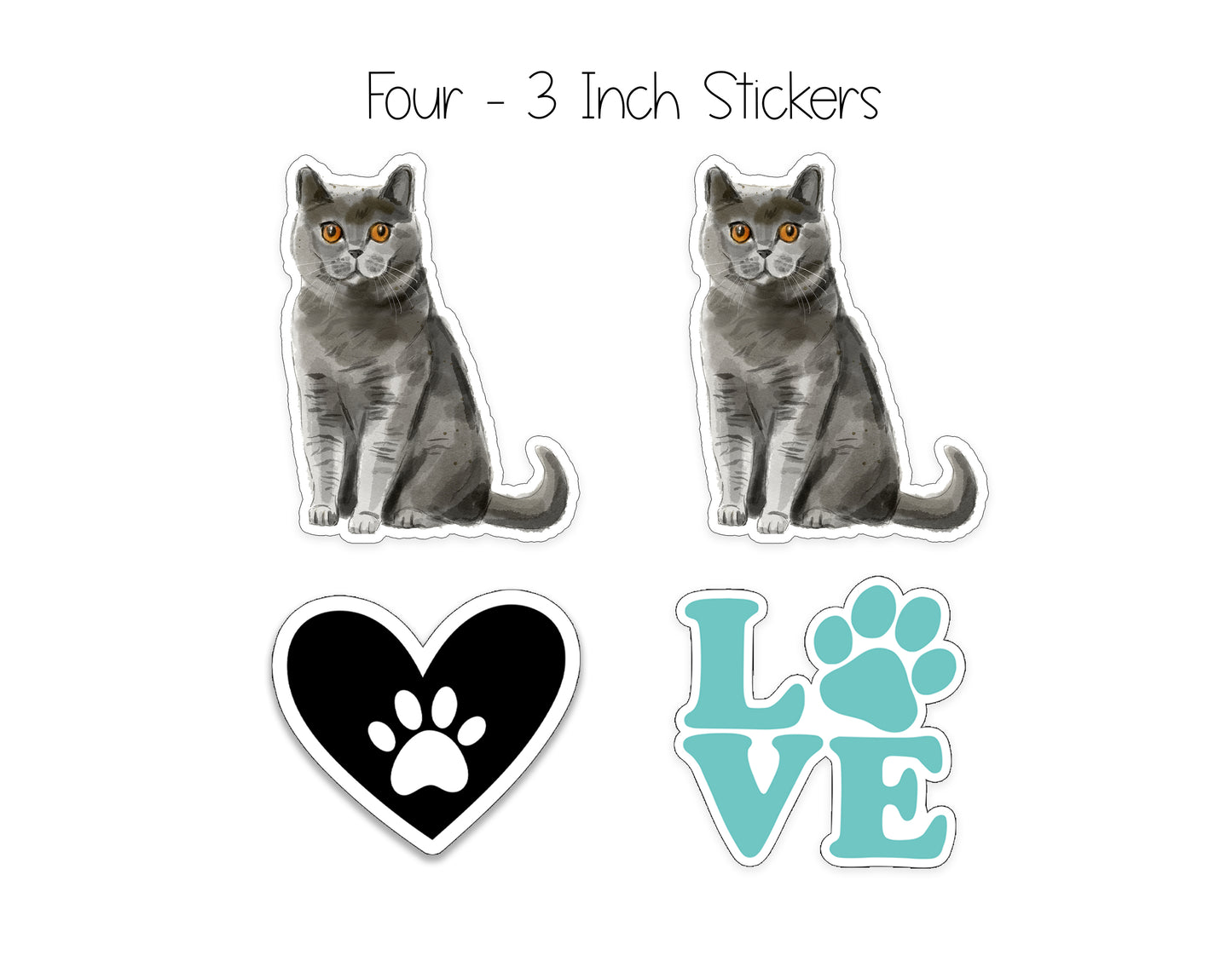 Grey Watercolor Cat Notepad and Stickers