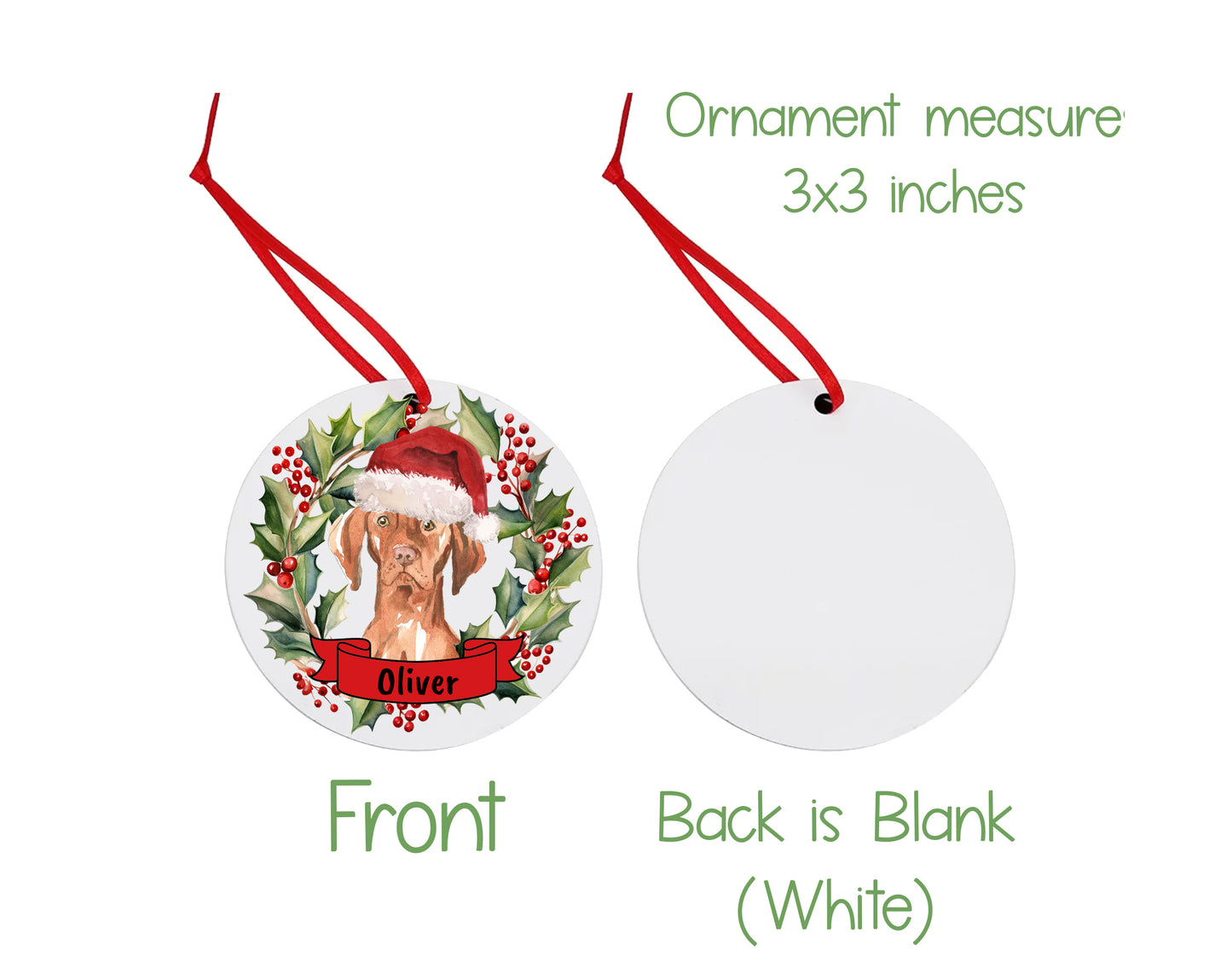 Hungarian Vizsla Dog Christmas Ornament and Stickers