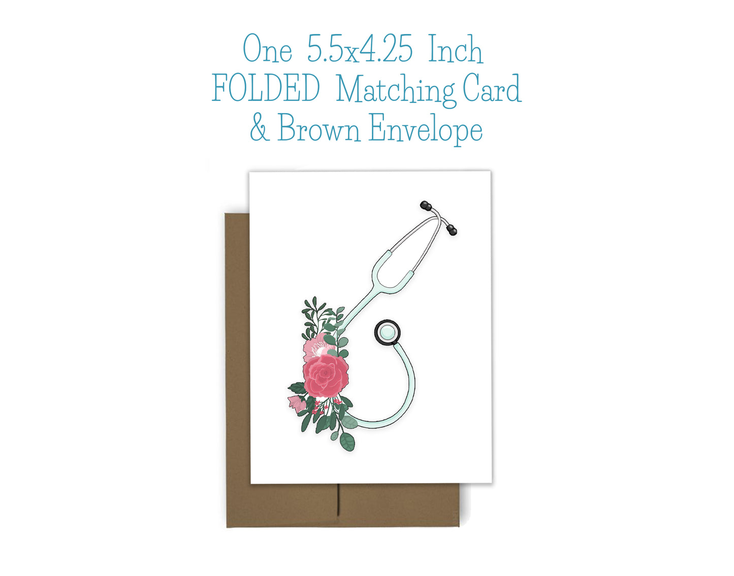 Stethoscope and Flower Notepad, Card and Stickers