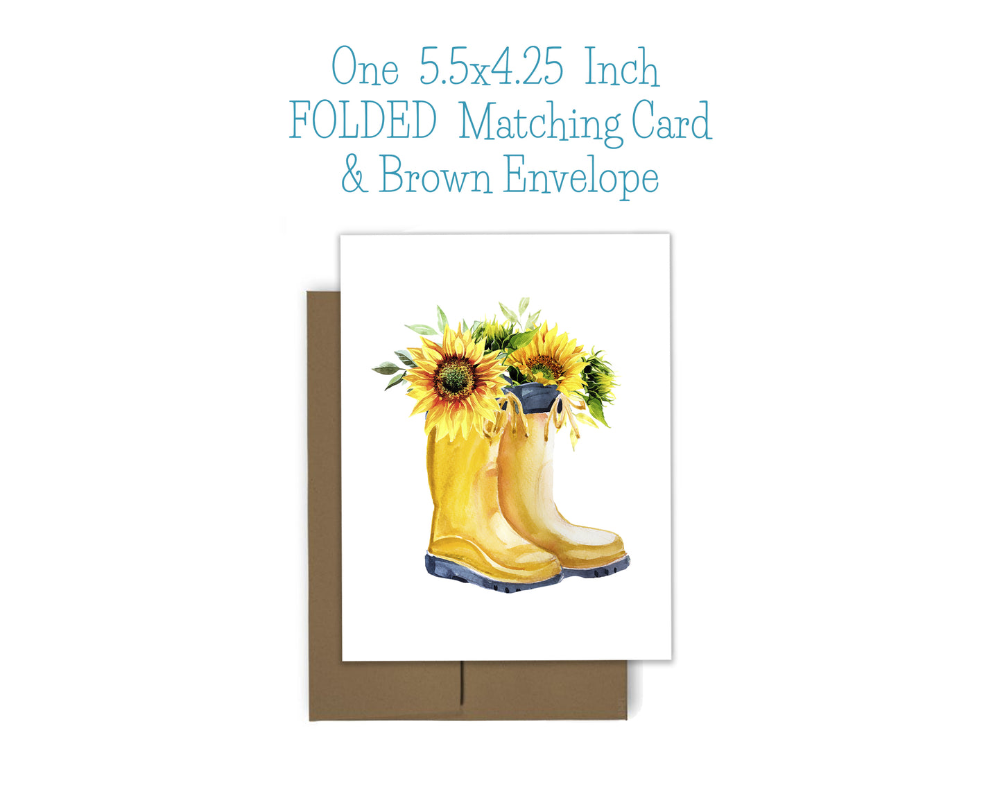 Yellow Rainboots and Sunflower Notepad, Card and Stickers