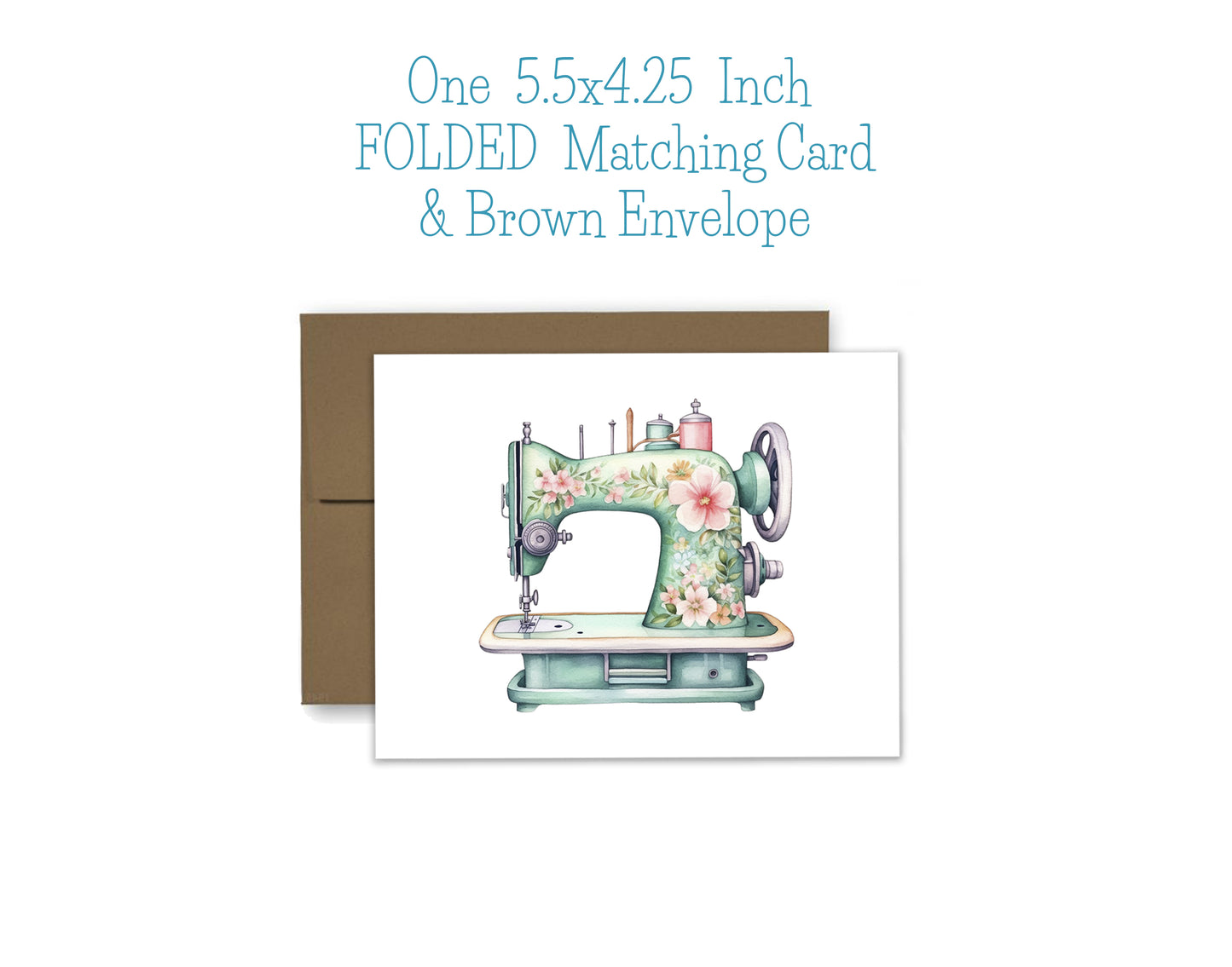 Sewing Machine with Flowers Notepad, Card and Stickers
