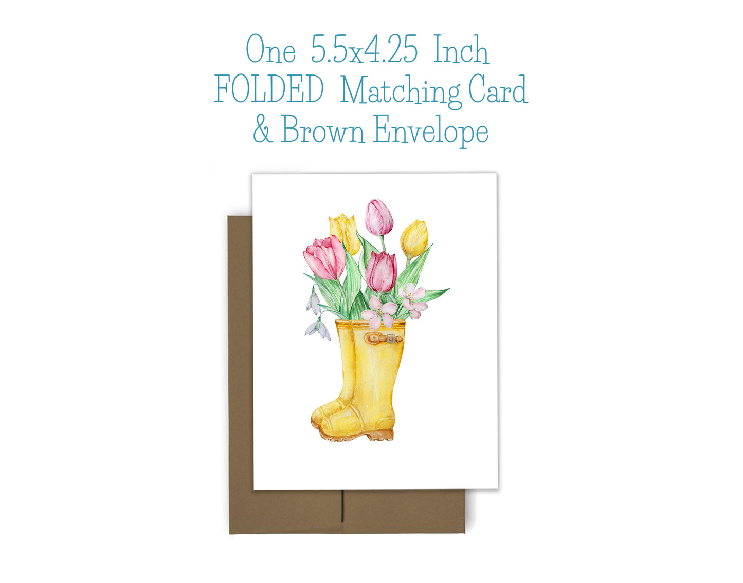 Rainboots and Flower Notepad, Card and Stickers