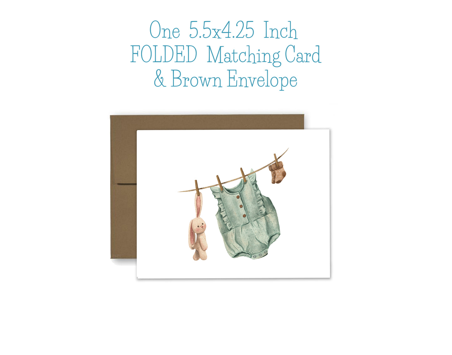 Baby Bunny and Romper Notepad, Card and Stickers