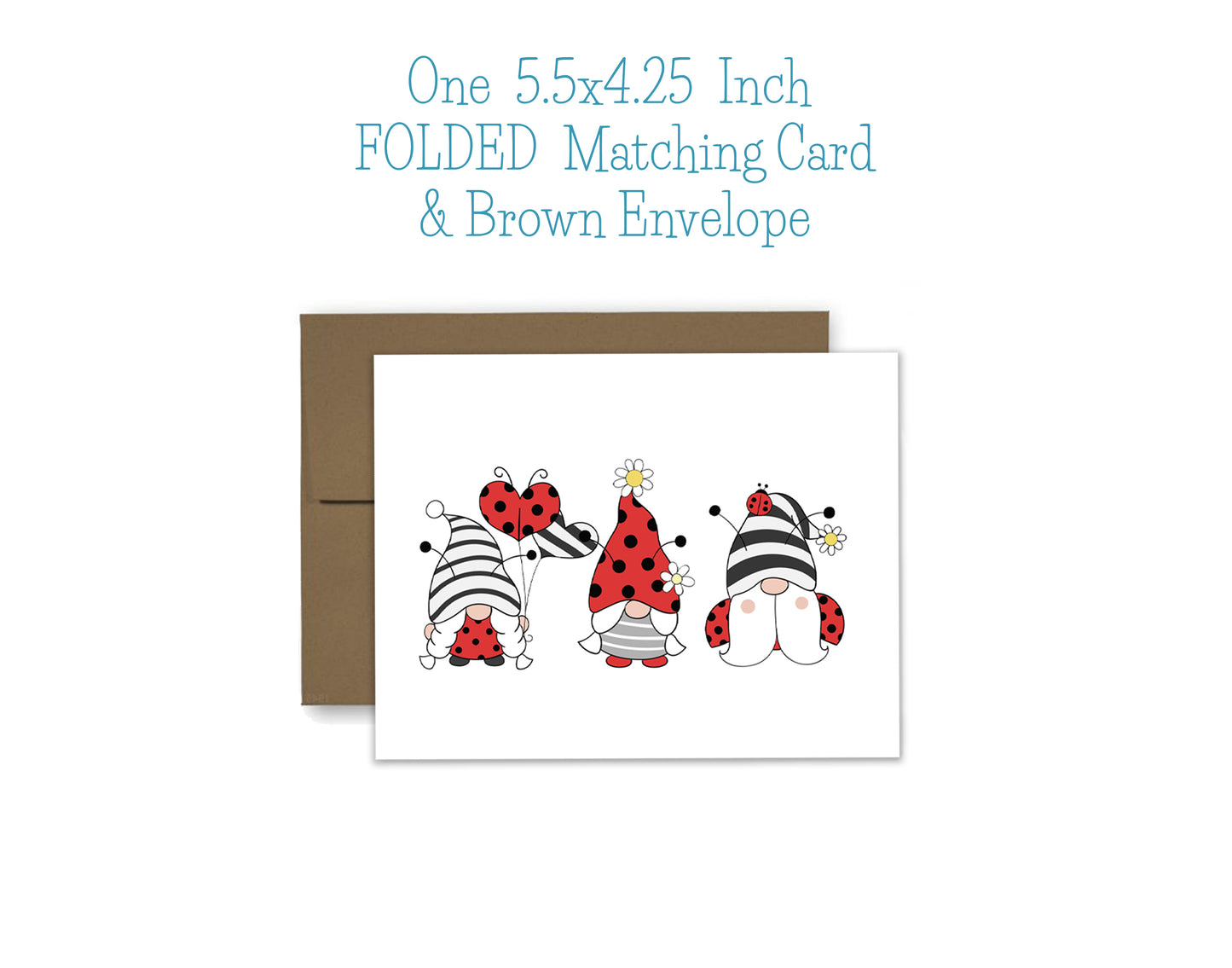 Ladybug Gnome Notepad, Card and Stickers