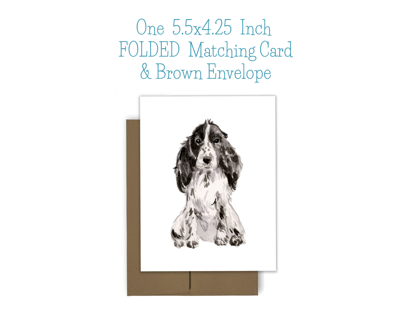 Black and White Cocker Spaniel Dog Notepad, Card and Stickers